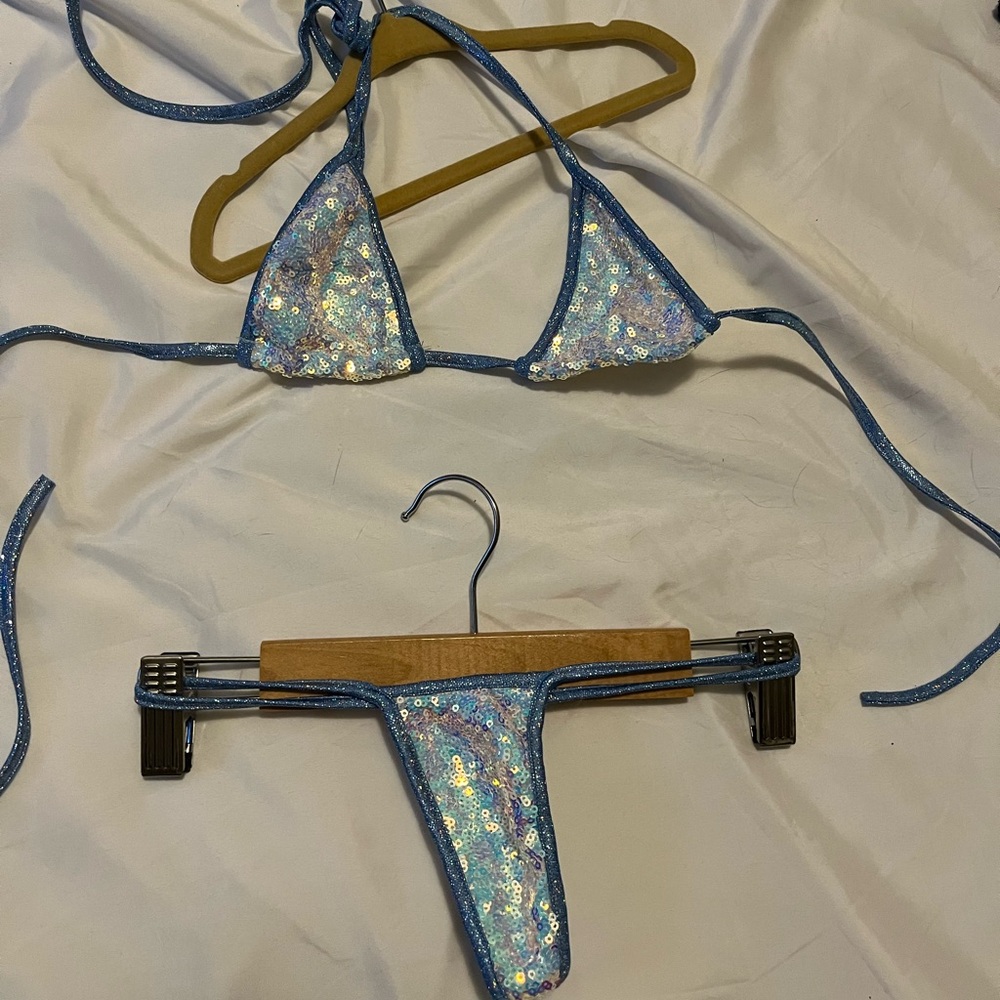 Sequin tie bikini set